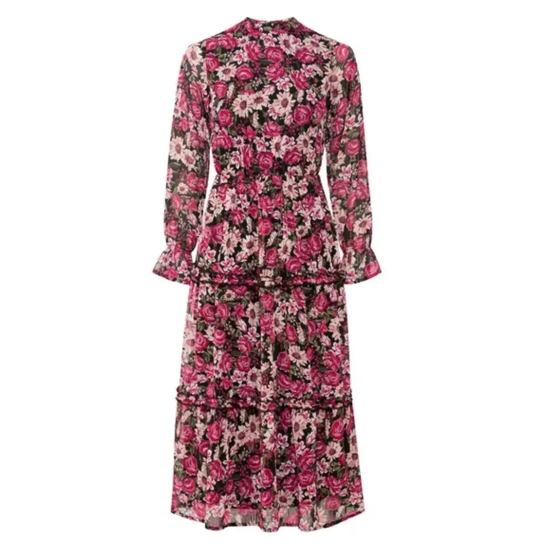 پیراهن میدی حریر گلدار برند اسمارا