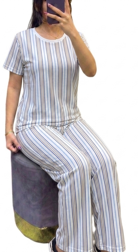 ست تیشرت شلوار نخی قواره دار برند h&m