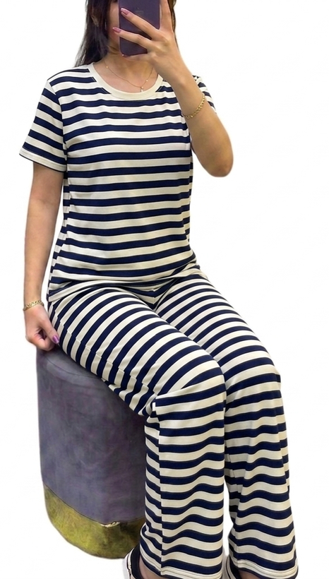 ست تیشرت شلوار نخی قواره دار برند h&m