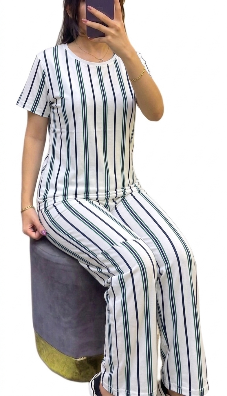 ست تیشرت شلوار نخی قواره دار برند h&m